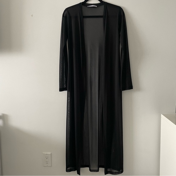 Nameless brand long maxi black sheer open cardigan top long sleeve size small - Picture 2 of 3